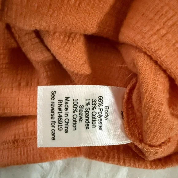 🎄LC Lauren Conrad Orange Floral Puff Sleeve Top - Picture 3 of 4